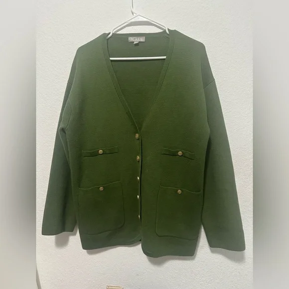 J Crew Women’s Green 100% Cotton Button-Up Cardigan Sweater Size XS - Picture 4 of 8